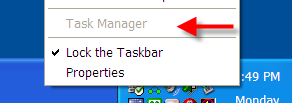 Greyed out Task Manager Item